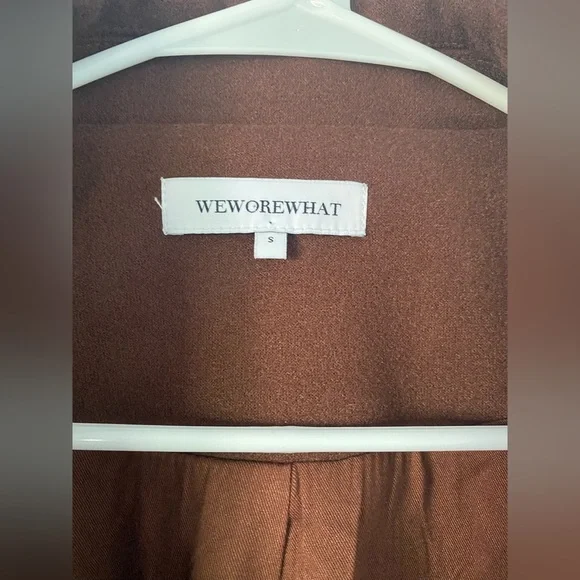 We Wore what Chocolate Brown Oversized Dropped Shoulder Faux Wool Jacket Coat - Picture 8 of 10